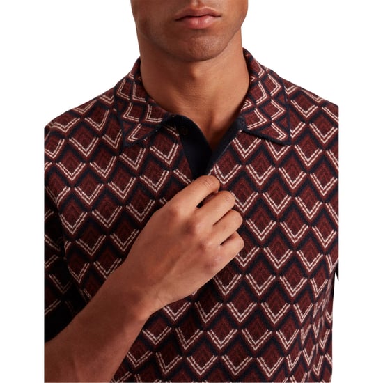 Polo De Punto Jacquard Geométrico Melvvin De Ted Baker Color Granate - Image 4