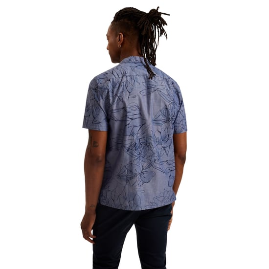 Camisa Azul Oscuro De Chambray Con Estampado Floral Terroni Regular De Ted Baker - Image 2