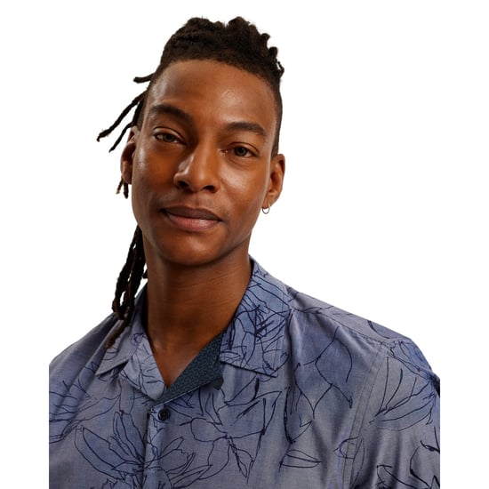 Camisa Azul Oscuro De Chambray Con Estampado Floral Terroni Regular De Ted Baker - Image 3
