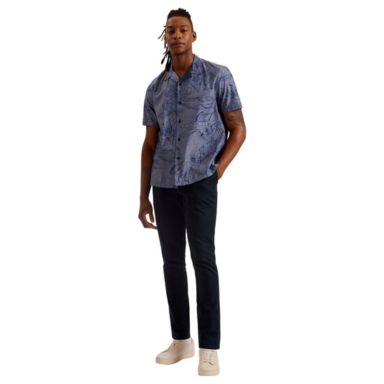 Camisa Azul Oscuro De Chambray Con Estampado Floral Terroni Regular De Ted Baker - Image 5