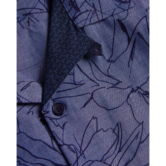 Camisa Azul Oscuro De Chambray Con Estampado Floral Terroni Regular De Ted Baker - Image 6