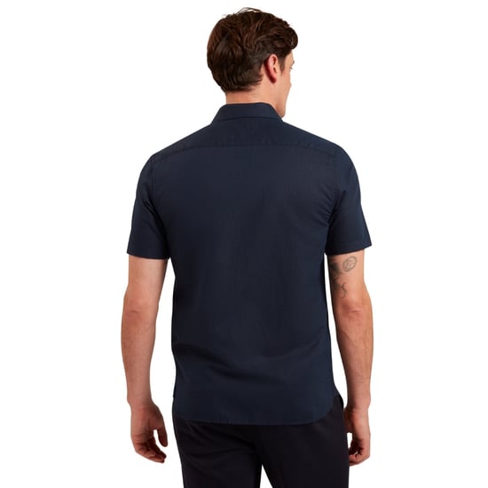 Camisa De Lino Azul Marino Ted Baker Zebra Regular - Image 3