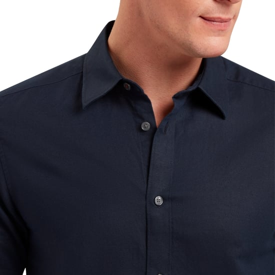Camisa De Lino Azul Marino Ted Baker Zebra Regular - Image 4