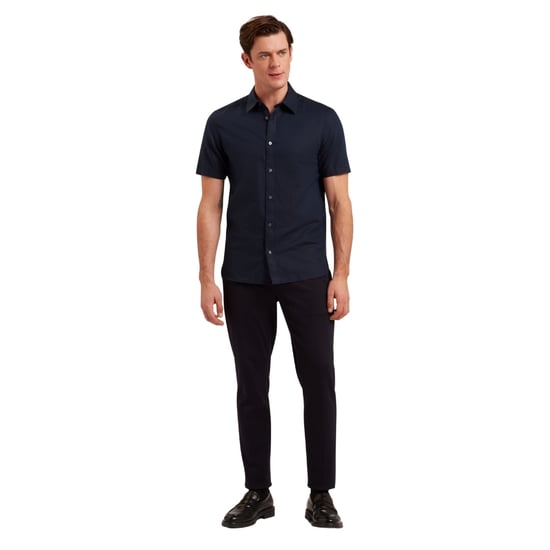 Camisa De Lino Azul Marino Ted Baker Zebra Regular - Image 5