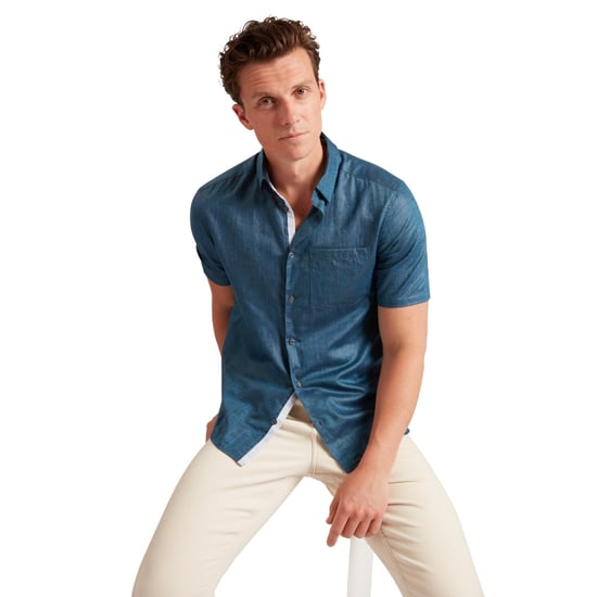 Camisa De Lino Azul Marino Palomas De Ted Baker - Image 6