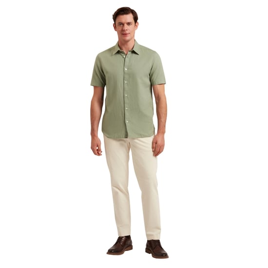 Camisa De Lino Verde Regular Zefre De Ted Baker - Image 4