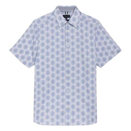 Camisa Blanca De Manga Corta Con Estampado Geométrico Circular Pearsho De Ted Baker - Image 1