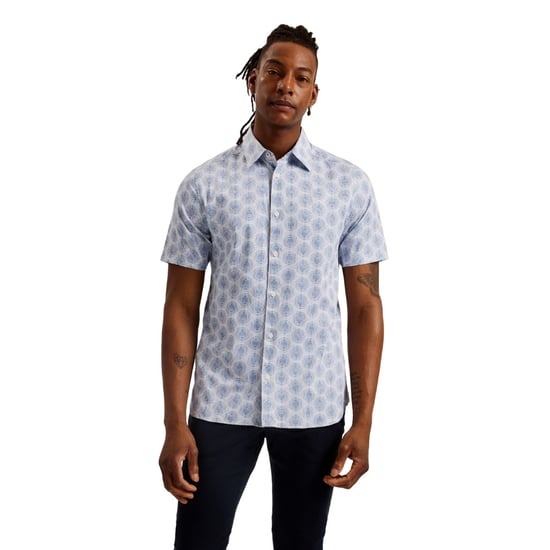 Camisa Blanca De Manga Corta Con Estampado Geométrico Circular Pearsho De Ted Baker - Image 3