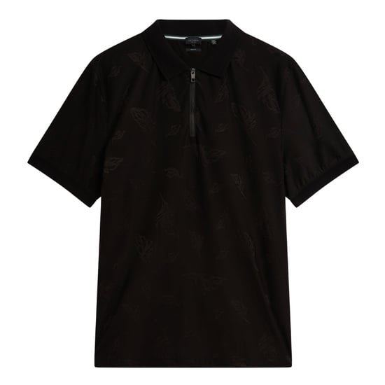 Polo Negro Con Cremallera Y Estampado Jacquard De Plumas Neyack De Ted Baker - Image 1