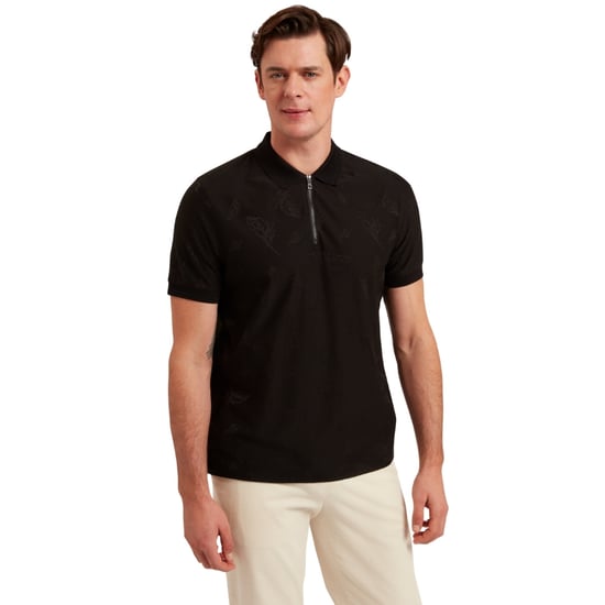 Polo Negro Con Cremallera Y Estampado Jacquard De Plumas Neyack De Ted Baker - Image 3