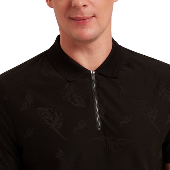 Polo Negro Con Cremallera Y Estampado Jacquard De Plumas Neyack De Ted Baker - Image 4