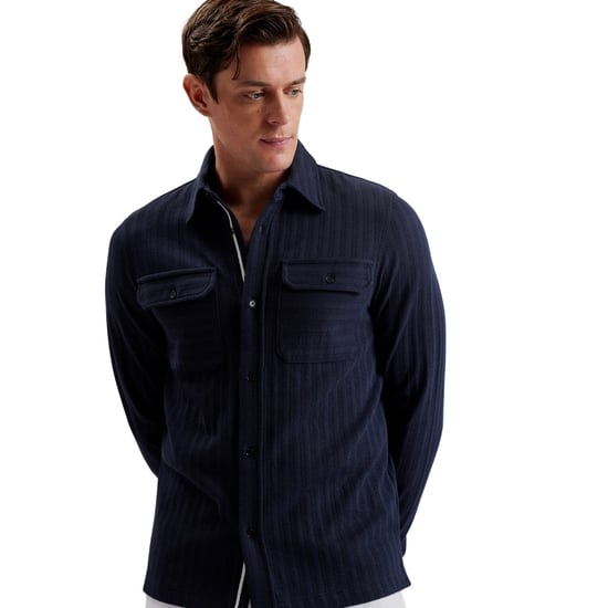 Camisa Azul Marino Texturizada De Corte Regular Belza De Ted Baker - Image 3