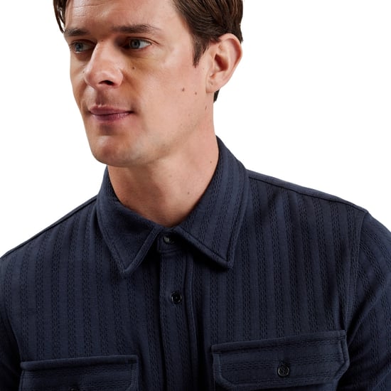 Camisa Azul Marino Texturizada De Corte Regular Belza De Ted Baker - Image 5