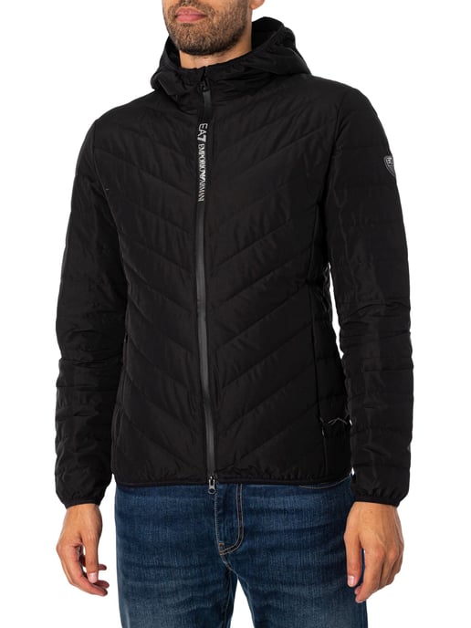 EA7 Chaqueta De Plumón Con Logo Y Cremallera, Negro - Image 1