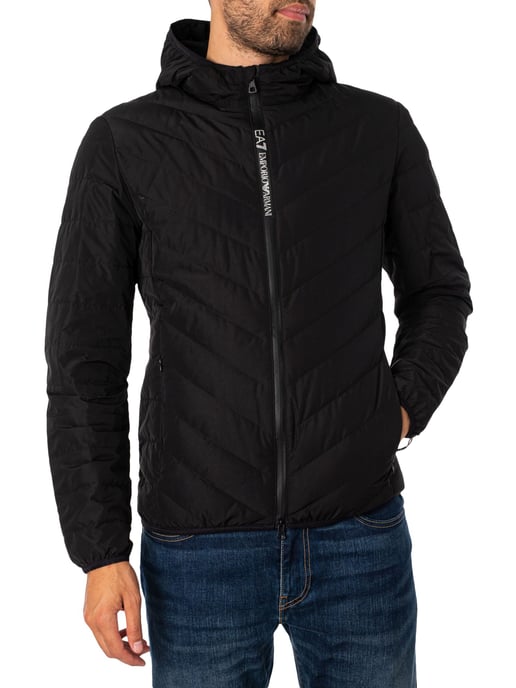 EA7 Chaqueta De Plumón Con Logo Y Cremallera, Negro - Image 2