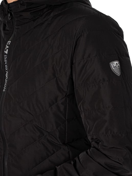 EA7 Chaqueta De Plumón Con Logo Y Cremallera, Negro - Image 4