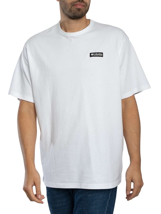 Columbia Camiseta Holgada Con Gráfico En La Espalda De Peso Pesado, Blanco - Image 1