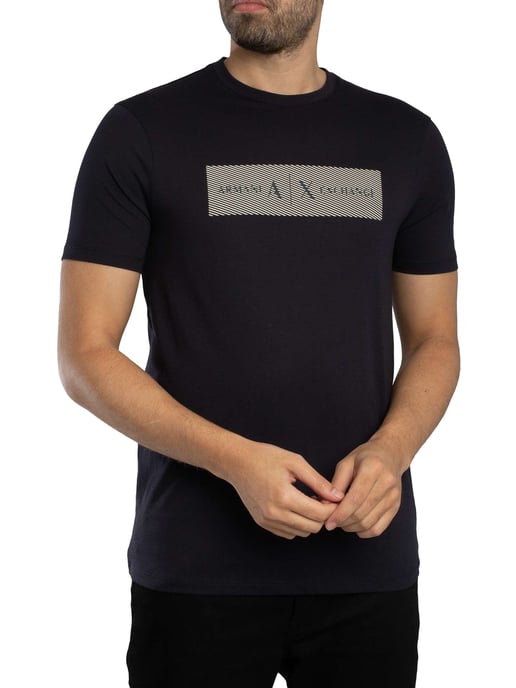 Armani Exchange Camiseta Con Logo A Rayas, Azul - Image 2