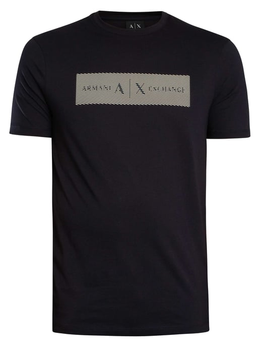 Armani Exchange Camiseta Con Logo A Rayas, Azul - Image 5