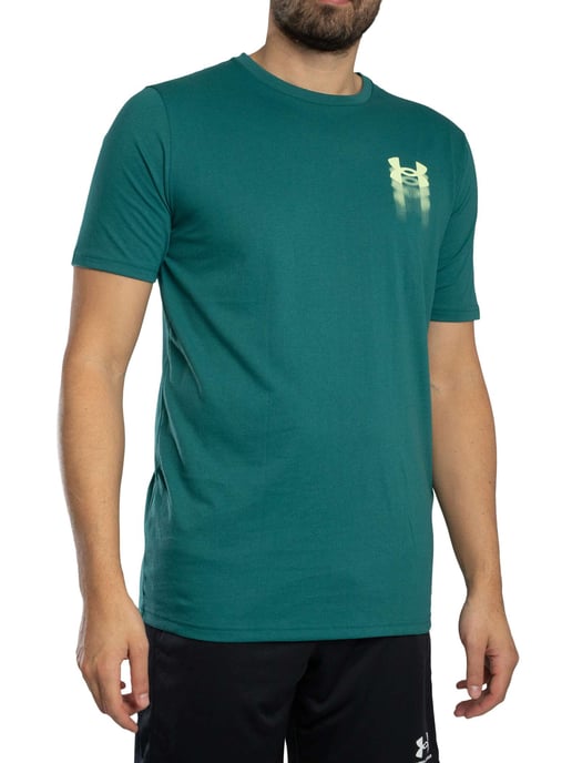 Under Armour Camiseta Holgada Con Gráfico En La Espalda Y Logotipo Borroso, Verde - Image 1