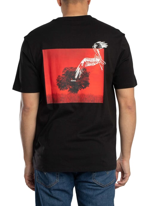 HUGO Camiseta Gráfica Trasera Derlyns, Negro - Image 3