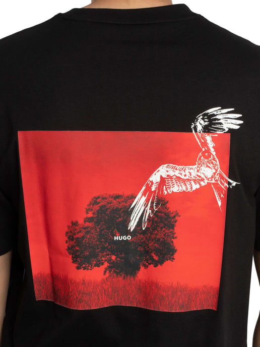 HUGO Camiseta Gráfica Trasera Derlyns, Negro - Image 5