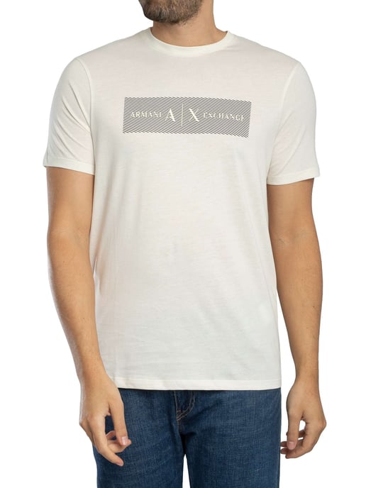 Armani Exchange Camiseta Con Logo A Rayas, Beige - Image 1