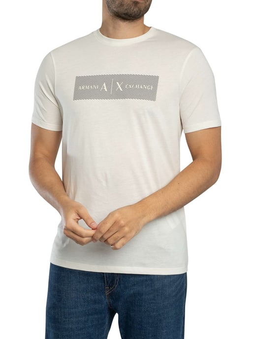 Armani Exchange Camiseta Con Logo A Rayas, Beige - Image 2