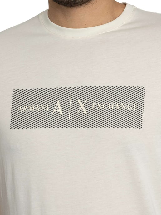 Armani Exchange Camiseta Con Logo A Rayas, Beige - Image 4