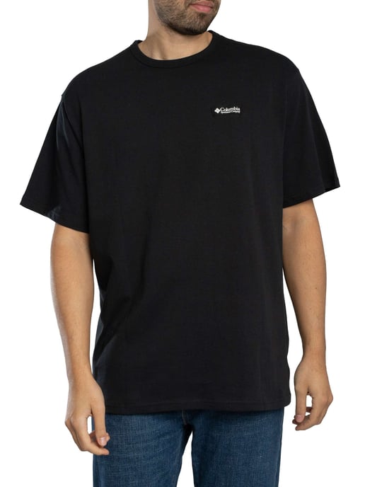 Columbia Camiseta Holgada Con Gráfico En La Espalda De Peso Pesado, Negro - Image 1