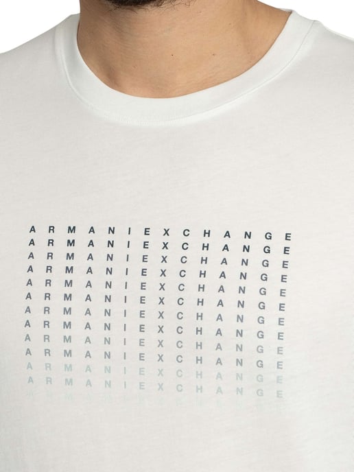 Armani Exchange Camiseta Gráfica Slim Brand Repeat, Blanco - Image 4