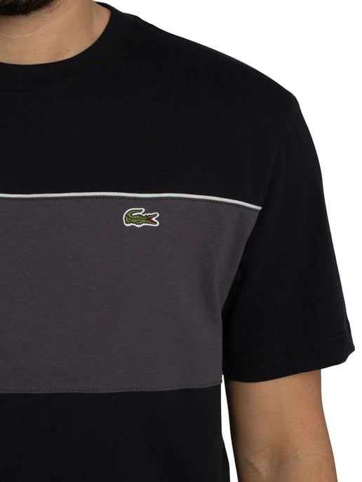 Lacoste Camiseta De Algodón Con Bloques De Color, Negro - Image 4