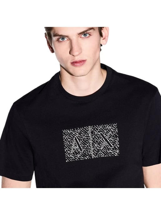Armani Exchange Camiseta Ajustada Con Gráfico De Contorno, Negro - Image 3