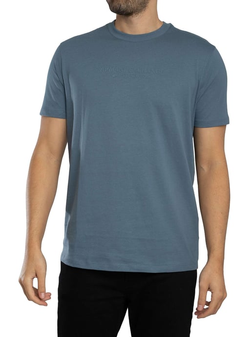 Armani Exchange Camiseta Gráfica De Marca, Azul - Image 1