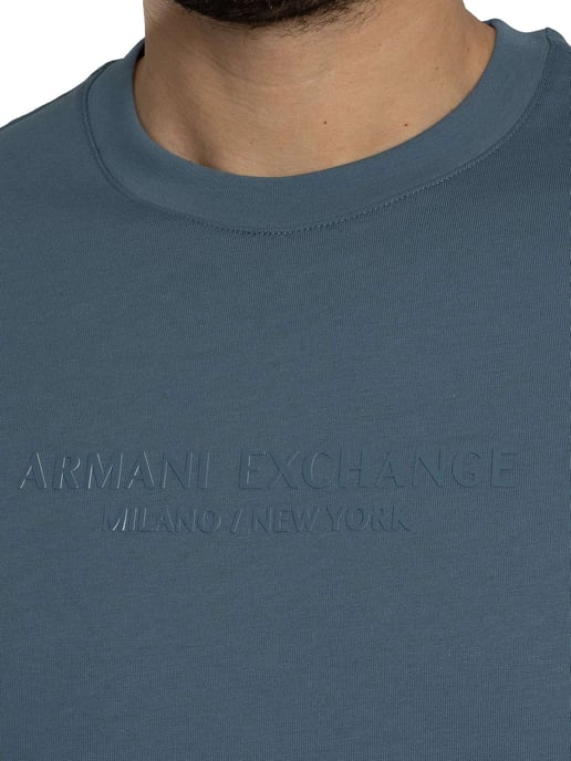Armani Exchange Camiseta Gráfica De Marca, Azul - Image 4