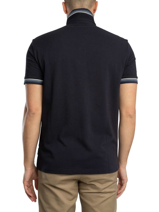 Armani Exchange Polo De Cuello A Rayas De Corte Entallado, Azul - Image 3