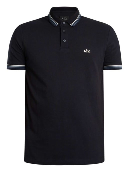 Armani Exchange Polo De Cuello A Rayas De Corte Entallado, Azul - Image 5