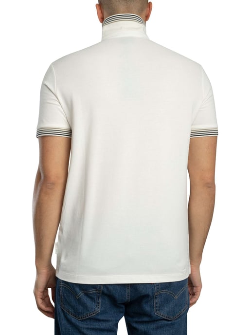 Armani Exchange Polo De Cuello A Rayas De Corte Entallado, Blanco - Image 3