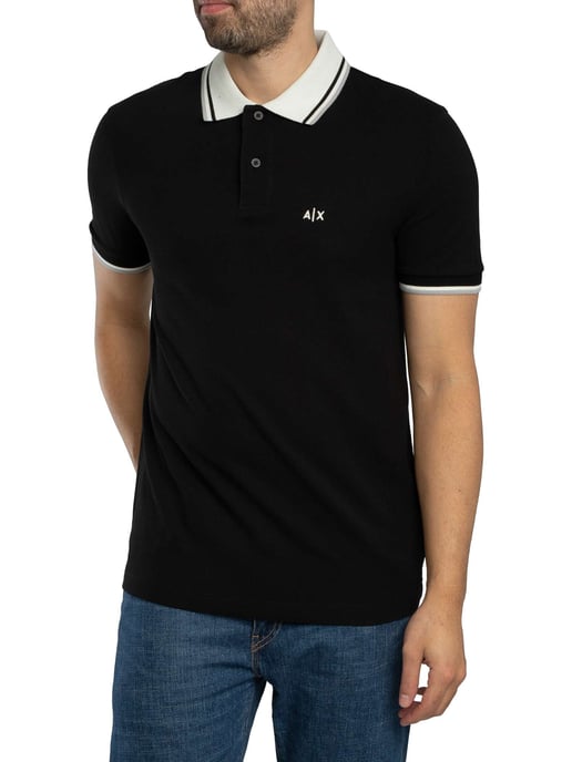 Armani Exchange Polo Ajustado Con Cuello En Contraste, Negro - Image 2