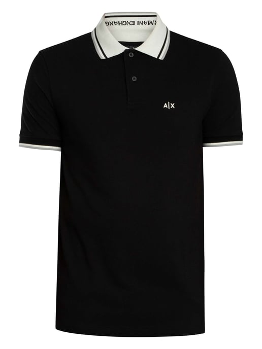 Armani Exchange Polo Ajustado Con Cuello En Contraste, Negro - Image 6