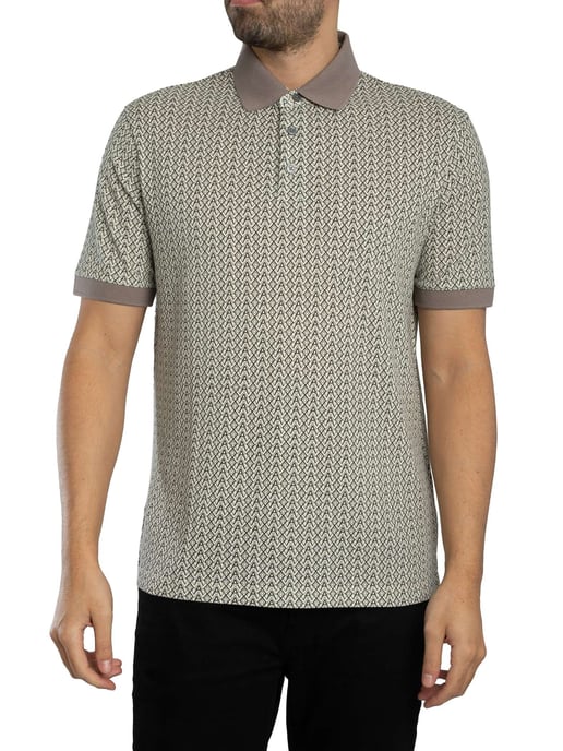 Armani Exchange Polo Con Estampado Integral, Beige - Image 1