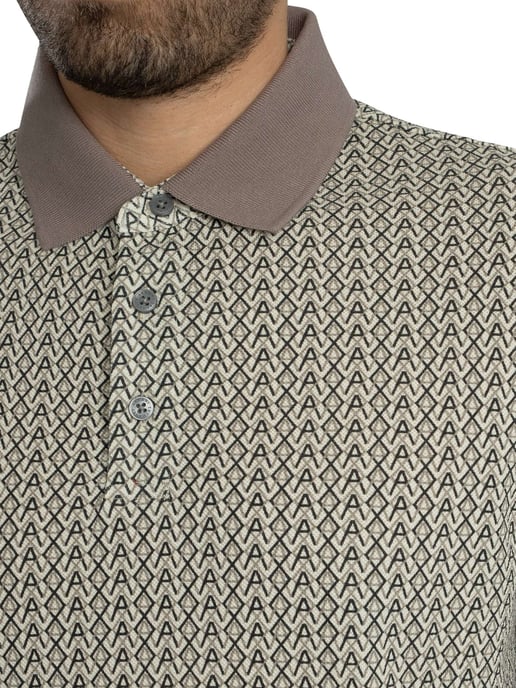 Armani Exchange Polo Con Estampado Integral, Beige - Image 4