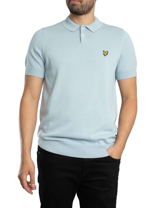 Lyle & Scott Polo De Punto De Manga Corta De Algodón, Azul - Image 1