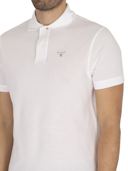Barbour Polo De Piqué De Tartán, Blanco - Image 4