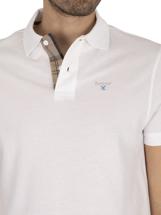 Barbour Polo De Piqué De Tartán, Blanco - Image 5