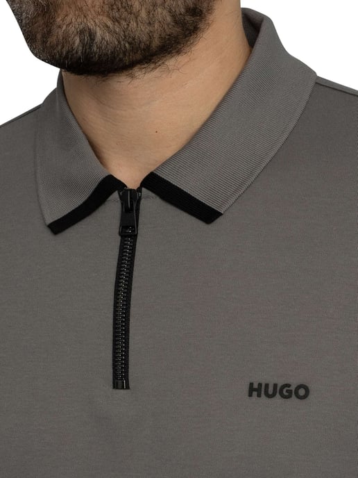 HUGO Polo Con Cremallera Dalomino, Gris - Image 4