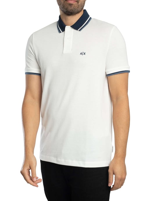 Armani Exchange Polo Ajustado Con Cuello En Contraste, Blanco - Image 1