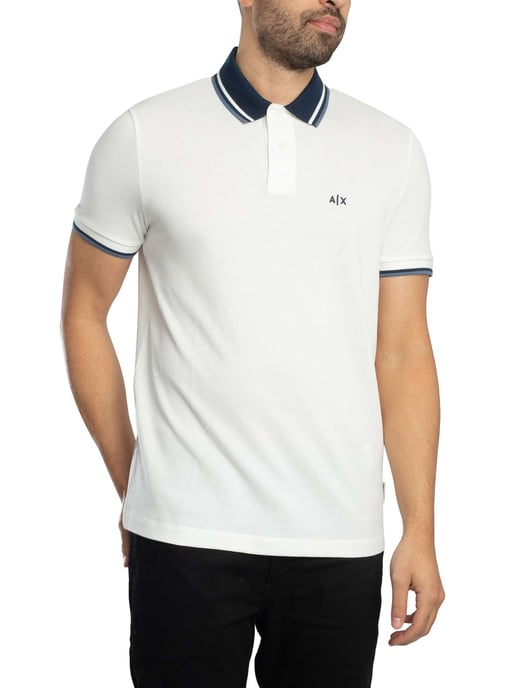 Armani Exchange Polo Ajustado Con Cuello En Contraste, Blanco - Image 2
