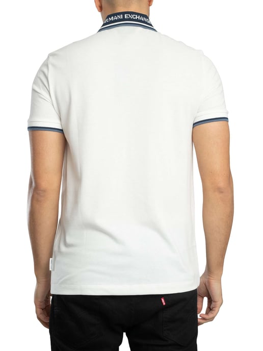 Armani Exchange Polo Ajustado Con Cuello En Contraste, Blanco - Image 3