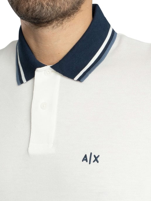 Armani Exchange Polo Ajustado Con Cuello En Contraste, Blanco - Image 4